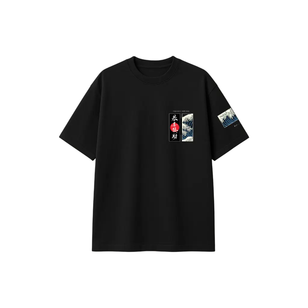 🌊 Kanagawa Block Tee - Japanese Edition
