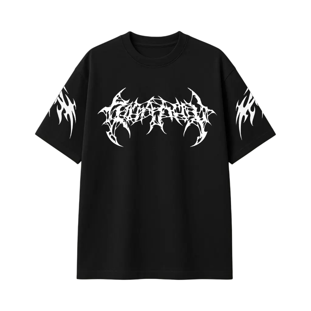 💀 Reaper's Spine Oversized Tee - Shadow Black